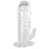 Прозрачная гелевая насадка с клиторальным отростком - 13 см. - Toyfa Basic - в Сызрани купить с доставкой