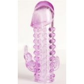 Закрытая фиолетовая насадка с 2 отростками - 13 см. - Toyfa Basic - в Сызрани купить с доставкой