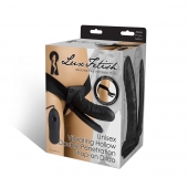 Полый страпон с двумя отростками и вибрацией Unisex Vibrating Hollow Strap-On Double Penetrating Dildo - 17,8 см. - Lux Fetish - купить с доставкой в Сызрани