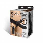 Чёрный полый страпон с вибрацией Unisex Vibrating Hollow Strap-On - 14 см. - Lux Fetish - купить с доставкой в Сызрани