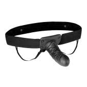 Чёрный полый страпон с вибрацией Unisex Vibrating Hollow Strap-On - 14 см. - Lux Fetish - купить с доставкой в Сызрани