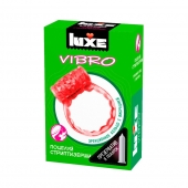 Розовое эрекционное виброкольцо Luxe VIBRO  Поцелуй стриптизёрши  + презерватив - Luxe - в Сызрани купить с доставкой