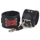 Кожаные наручники с декоративной лаковой шнуровкой - Sitabella - купить с доставкой в Сызрани