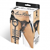Черные трусики для страпона из патентованной кожи - Lux Fetish - купить с доставкой в Сызрани