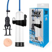 Прозрачная вакуумная вибропомпа Sex Expert с насадкой-вагиной - Sex Expert - в Сызрани купить с доставкой