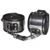 Эффектные серебристо-черные наручники с металлическим блеском - Sitabella - купить с доставкой в Сызрани