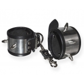 Серебристо-черные наручники с шипами и металлическим блеском - Sitabella - купить с доставкой в Сызрани