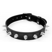 Черный ошейник с серебристыми шипами - Notabu - купить с доставкой в Сызрани