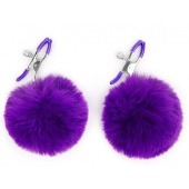 Зажимы для сосков с фиолетовым пушком - Notabu - купить с доставкой в Сызрани