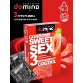 Презервативы для орального секса DOMINO Sweet Sex с ароматом клубничного коктейля  - 3 шт. - Domino - купить с доставкой в Сызрани