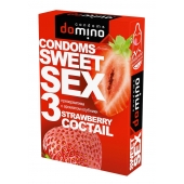 Презервативы для орального секса DOMINO Sweet Sex с ароматом клубничного коктейля  - 3 шт. - Domino - купить с доставкой в Сызрани