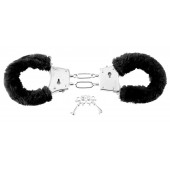 Меховые чёрные наручники Beginner s Furry Cuffs - Pipedream - купить с доставкой в Сызрани