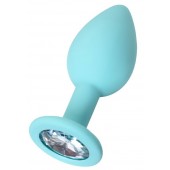 Мятная анальная пробка с прозрачным кристаллом Brilliant - 7 см. - ToyFa - купить с доставкой в Сызрани