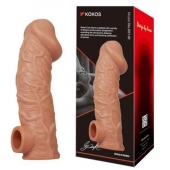 Телесная насадка на фаллос с отверстием для мошонки EXTREME SLEEVE - 17,6 см. - KOKOS - в Сызрани купить с доставкой