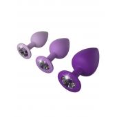 Набор из 3 фиолетовых анальных пробок со стразами Little Gems Trainer Set - Pipedream - купить с доставкой в Сызрани