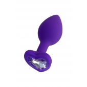 Фиолетовая анальная втулка Diamond Heart с прозрачным кристаллом - 7 см. - ToyFa - купить с доставкой в Сызрани