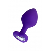 Фиолетовая анальная втулка Diamond Heart с прозрачным кристаллом - 8 см. - ToyFa - купить с доставкой в Сызрани