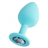 Мятная анальная втулка Brilliant с прозрачным кристаллом - 8 см. - ToyFa - купить с доставкой в Сызрани