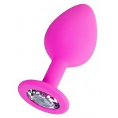 Розовая анальная втулка Brilliant с прозрачным кристаллом - 7 см. - ToyFa - купить с доставкой в Сызрани