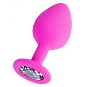 Розовая анальная втулка Brilliant с прозрачным кристаллом - 8 см. - ToyFa - купить с доставкой в Сызрани