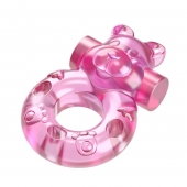 Розовое эрекционное виброкольцо на пенис Pink Bear - Baile - в Сызрани купить с доставкой