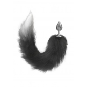 Серебристая анальная пробка с черным хвостом Galaxy - Lola Games - купить с доставкой в Сызрани