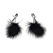 Зажимы на соски с черным пухом Euphoric - Lola Games - купить с доставкой в Сызрани