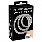 Набор из 3 эрекционных колец под металл Metallic Silicone Cock Ring Set - Orion - в Сызрани купить с доставкой