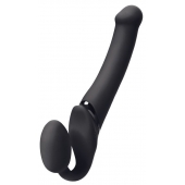 Черный безремневой вибрострапон Silicone Bendable Strap-On M - Strap-on-me - купить с доставкой в Сызрани