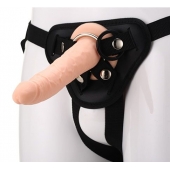 Телесный страпон на черных трусиках STRAP ON REAL DILDO - 20 см. - Dream Toys - купить с доставкой в Сызрани