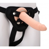 Телесный страпон на черных трусиках STRAP ON REAL DILDO - 20 см. - Dream Toys - купить с доставкой в Сызрани
