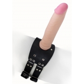 Черный узкий пояс на бедро с телесной насадкой - LOVETOY (А-Полимер) - купить с доставкой в Сызрани