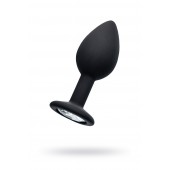 Черная анальная втулка с прозрачным стразом - 7,2 см. - POPO Pleasure - купить с доставкой в Сызрани