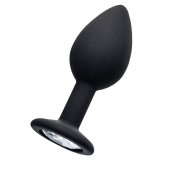 Черная анальная втулка с прозрачным стразом - 7,2 см. - POPO Pleasure - купить с доставкой в Сызрани