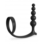 Черная анальная цепочка с эрекционным кольцом Ass-gasm Cockring Anal Beads - Pipedream - в Сызрани купить с доставкой