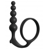 Черная анальная цепочка с эрекционным кольцом Ass-gasm Cockring Anal Beads - Pipedream - в Сызрани купить с доставкой