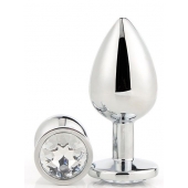 Серебристая анальная втулка с прозрачным кристаллом - 7,1 см. - Dream Toys - купить с доставкой в Сызрани