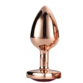 Золотистая анальная втулка с кристаллом-сердечком розового цвета - 7,1 см. - Dream Toys - купить с доставкой в Сызрани