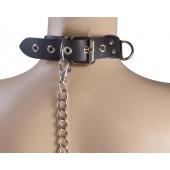 Черный кожаный ошейник Big Ring - Sitabella - купить с доставкой в Сызрани