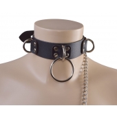 Черный кожаный ошейник Big Ring - Sitabella - купить с доставкой в Сызрани