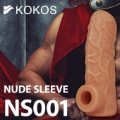Телесная открытая насадка-реалистик с подхватом мошонки Nude Sleeve L - 14 см. - KOKOS - в Сызрани купить с доставкой
