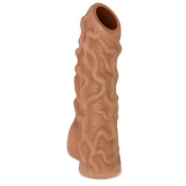 Телесная насадка с венками и открытой головкой Nude Sleeve L - 14 см. - KOKOS - в Сызрани купить с доставкой