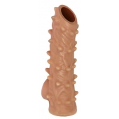 Телесная насадка с шипами и открытой головкой Nude Sleeve L - 14 см. - KOKOS - в Сызрани купить с доставкой