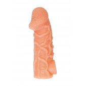 Телесная закрытая насадка с венками Cock Sleeve Size L - 17,6 см. - KOKOS - в Сызрани купить с доставкой