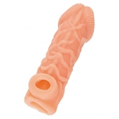Телесная закрытая насадка с венками Cock Sleeve Size L - 17,6 см. - KOKOS - в Сызрани купить с доставкой
