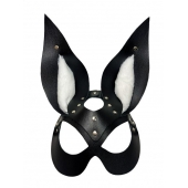 Черная маска зайки с белым мехом на ушках Miss Bunny - БДСМ Арсенал - купить с доставкой в Сызрани