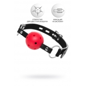 Красный кляп-шар на черных ремешках - ToyFa - купить с доставкой в Сызрани