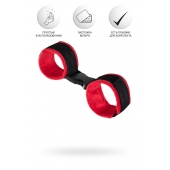 Красно-черные велюровые наручники Anonymo - ToyFa - купить с доставкой в Сызрани