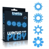 Набор из 4 голубых, светящихся в темноте эрекционных колец Lumino Play - Lovetoy - в Сызрани купить с доставкой