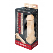 Поясной фаллоимитатор с мошонкой телесного цвета - 18 см. - LOVETOY (А-Полимер) - купить с доставкой в Сызрани